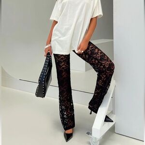 Lace Black Flared Pants